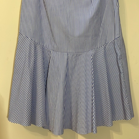 Nordstrom Signature Blue and White Striped Pleated Asymmetrical Skirt Size 12 - Picture 12 of 16